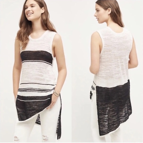 Anthropologie Tops - Left of Center for Anthropologie Sleeveless Shadow Striped Tunic